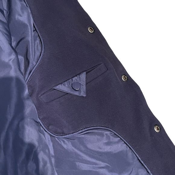 Blank NYC Jacket Men’s L Navy Blue Twill Shacket Snap Button Chest Pocket - Picture 11 of 16